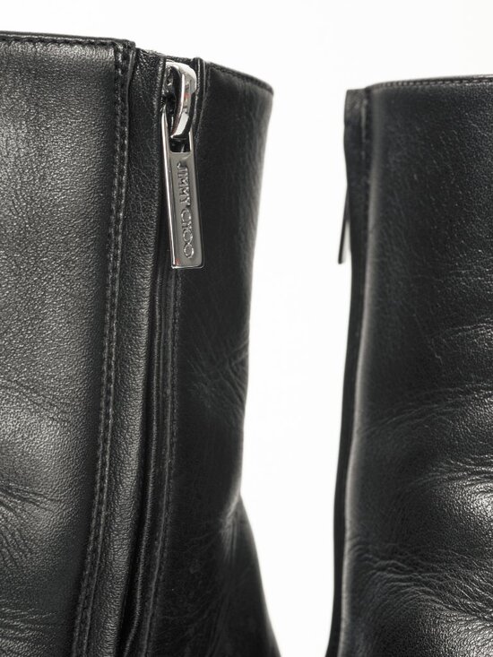 Jimmy Choo Mava 35 Black Smooth Leather Crystal-Trim Ankle Boots - Picture 8 of 11